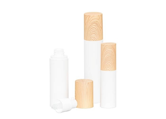 Wood Grain Over Cap PP Airless Pump Bottles 15ml 30ml 50ml