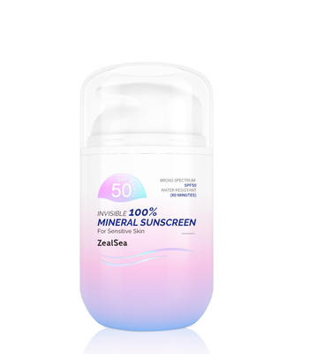 Sunscreen packaging   PP Plastic Oval Flat Airless Cosmetic Bottles 50ml With Unique Pump