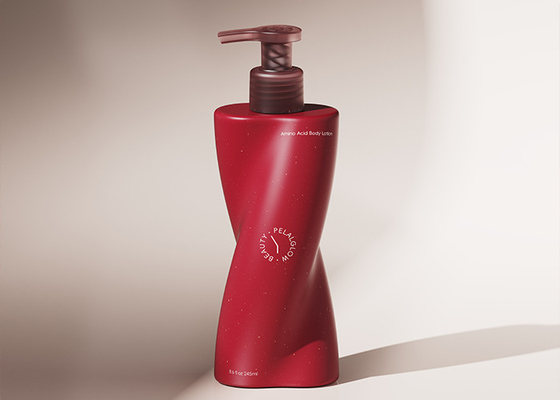 Elegantna butelka z pompą o wygiętej konstrukcji o pojemności 250 ml do szamponu, myjki ciała i mydła do rąk